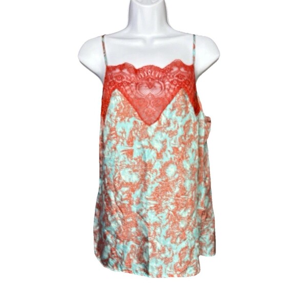 Beatrice B Top Pop Reef Women’s Size 4 Small Teal Orange Lace - Picture 2 of 13